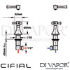 Cifial 600033MW.L Brookhaven Lever Deck Valves & Aqua Filler Dimensions